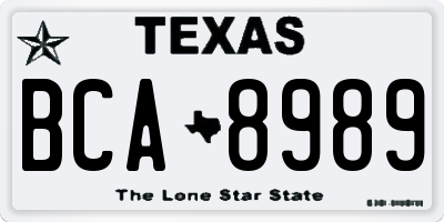 TX license plate BCA8989