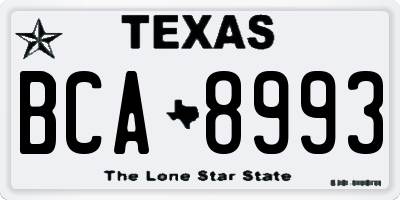 TX license plate BCA8993