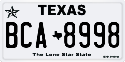 TX license plate BCA8998