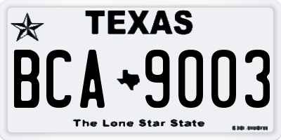 TX license plate BCA9003
