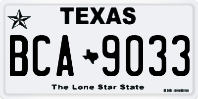 TX license plate BCA9033