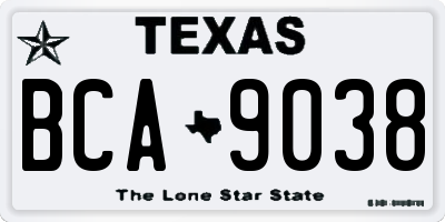 TX license plate BCA9038
