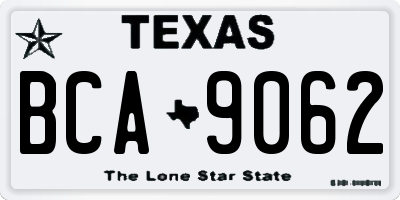 TX license plate BCA9062