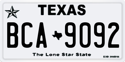 TX license plate BCA9092