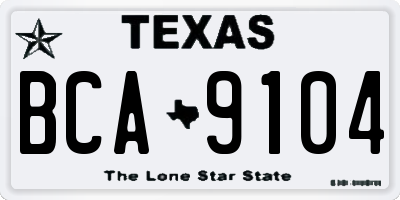 TX license plate BCA9104