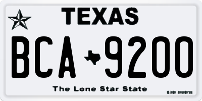 TX license plate BCA9200