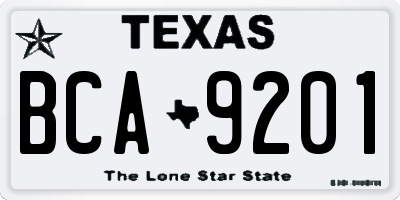 TX license plate BCA9201