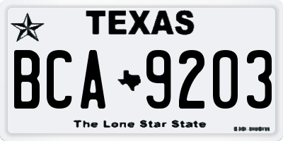 TX license plate BCA9203