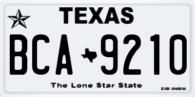 TX license plate BCA9210