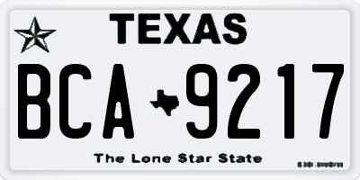 TX license plate BCA9217