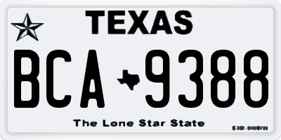 TX license plate BCA9388