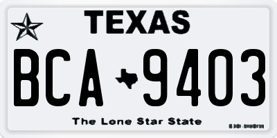 TX license plate BCA9403