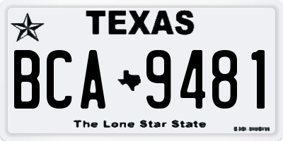 TX license plate BCA9481