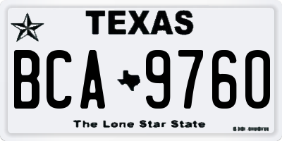 TX license plate BCA9760