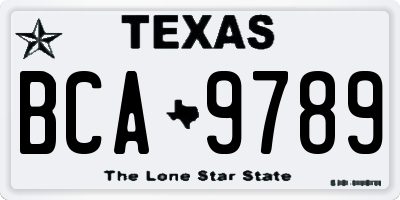 TX license plate BCA9789