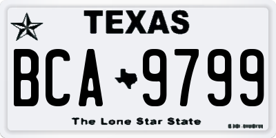 TX license plate BCA9799