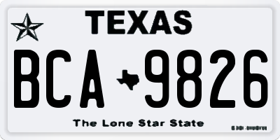 TX license plate BCA9826