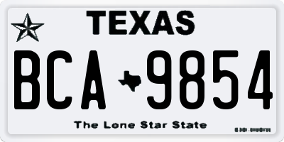 TX license plate BCA9854