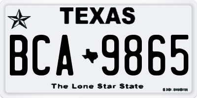 TX license plate BCA9865