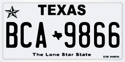 TX license plate BCA9866