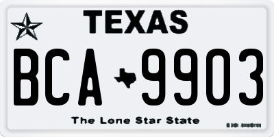 TX license plate BCA9903