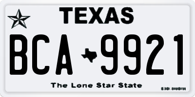 TX license plate BCA9921