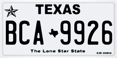 TX license plate BCA9926