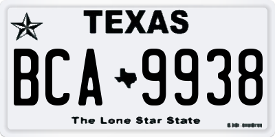 TX license plate BCA9938