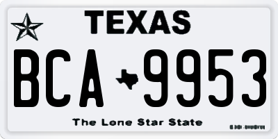 TX license plate BCA9953