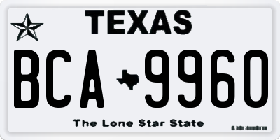 TX license plate BCA9960