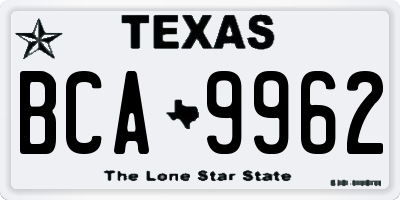 TX license plate BCA9962