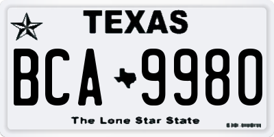 TX license plate BCA9980
