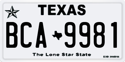TX license plate BCA9981