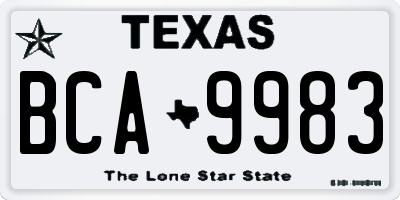 TX license plate BCA9983