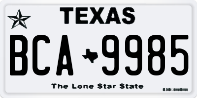 TX license plate BCA9985