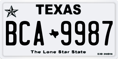 TX license plate BCA9987