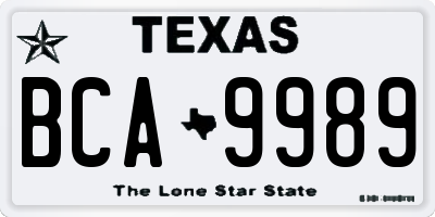 TX license plate BCA9989