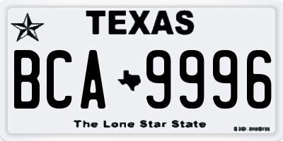 TX license plate BCA9996