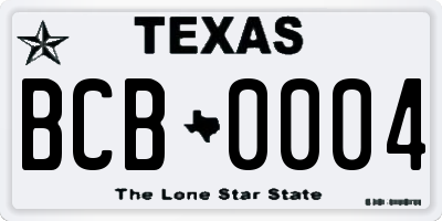 TX license plate BCB0004