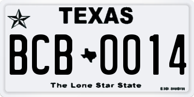 TX license plate BCB0014