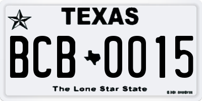TX license plate BCB0015