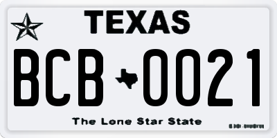 TX license plate BCB0021