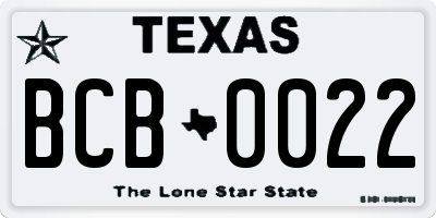 TX license plate BCB0022