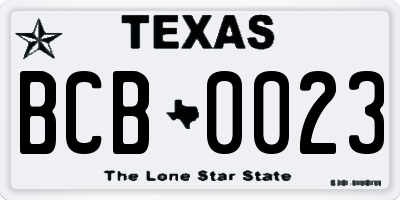 TX license plate BCB0023