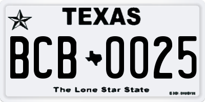 TX license plate BCB0025