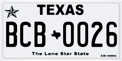 TX license plate BCB0026