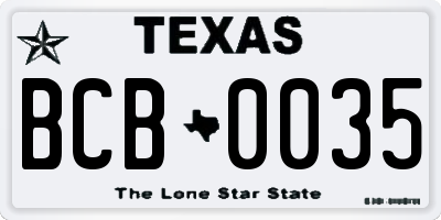TX license plate BCB0035