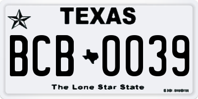 TX license plate BCB0039