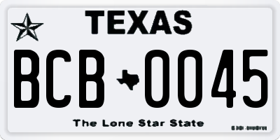 TX license plate BCB0045