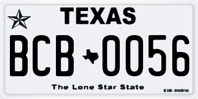 TX license plate BCB0056